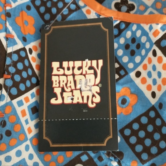 NWOT Lucky Brand Blue Orange Cotton Tank Top XL - Picture 9 of 11